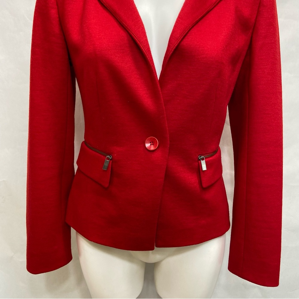 Classiques Entier Fitted One Button Red Blazer - image 6